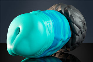 Diesel The Big Bad Daddy in Diesel Signature Coloration with turquoise blue marbled body, dark gray textured base and glossy reflective product surface