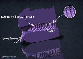 Product banner for Magnat the Flame Dragon showing a 3D Model in front and side views of a red black dragon-themed adult toy with bold fantasy branding